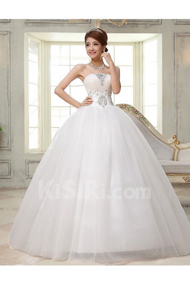 Lace and Tulle Strapless Ball Gown Dress with Beading