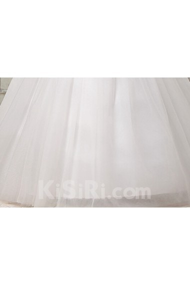 Lace and Tulle Strapless Ball Gown Dress with Beading