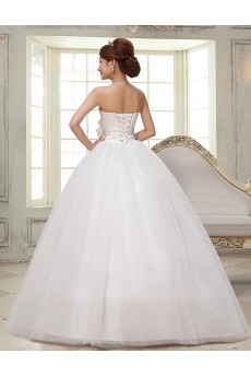 Lace and Tulle Strapless Ball Gown Dress with Beading and handmade Flower