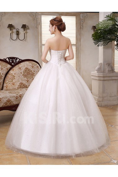 Lace and Tulle Strapless Ball Gown Dress with Beading and Sequin