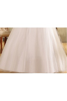 Lace and Tulle One-shoulder Ball Gown Dress with Beading