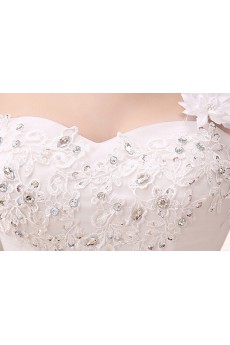 Lace and Tulle One-shoulder Ball Gown Dress with handmade Flower