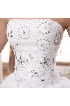 Lace and Tulle Strapless Ball Gown Dress with Beading