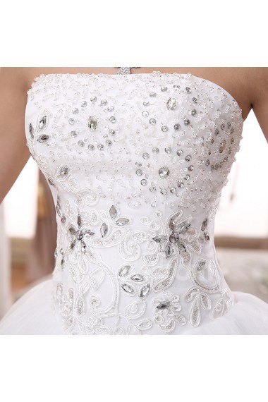 Lace and Tulle Strapless Ball Gown Dress with Beading