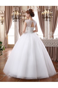 Lace and Tulle Jewel Ball Gown Dress with Beading