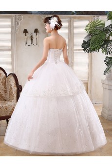 Lace and Tulle Strapless Ball Gown Dress with Sequin