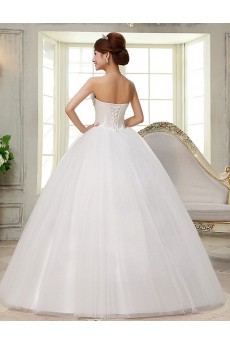 Lace and Tulle Strapless Ball Gown Dress with Handmade Flower