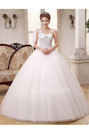 Lace and Tulle one-shoulder Ball Gown Dress with Sequin