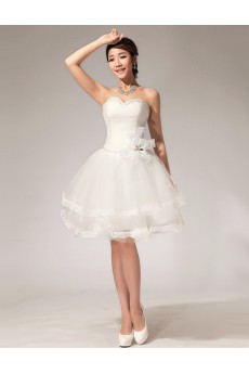 Tulle Sweetheart Sheath Dress with Handmade Flower