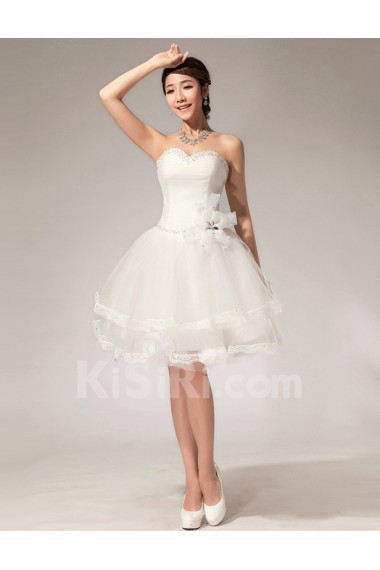 Tulle Sweetheart Sheath Dress with Handmade Flower