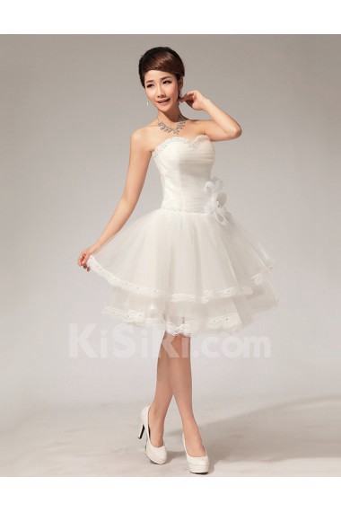 Tulle Sweetheart Sheath Dress with Handmade Flower