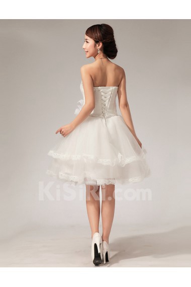 Tulle Sweetheart Sheath Dress with Handmade Flower