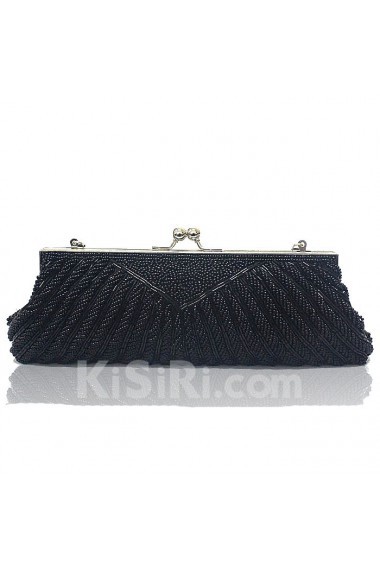 Satin Surface Black Bead Handbag