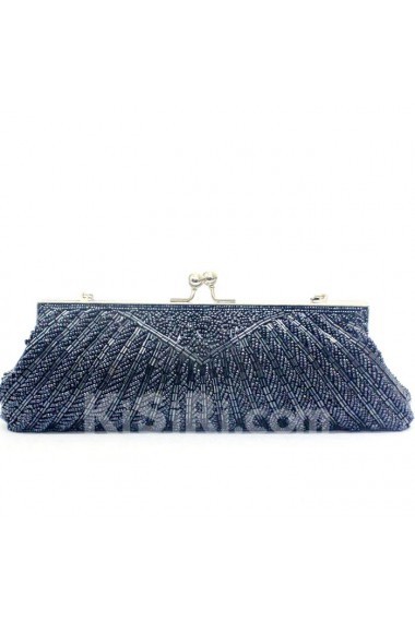 Satin Surface Gray Bead Handbag