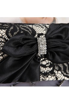 Satin and Lace Handbag with Bowknot and Rhinestone