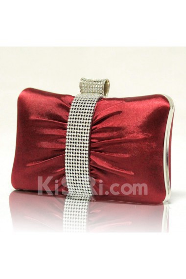 Satin Handbag with Rhinestone for Evening Party or Wedding