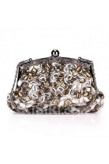 Satin Handbag with Luxurious Crystal