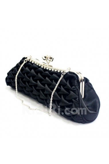 Satin Black Handbag/Clutche with Rhinestone