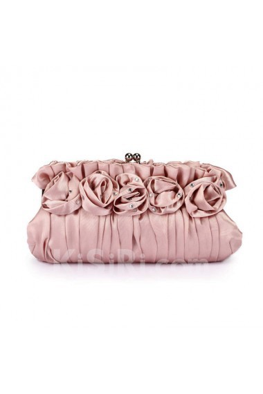 Satin Handbag with Rose and Rhinestone