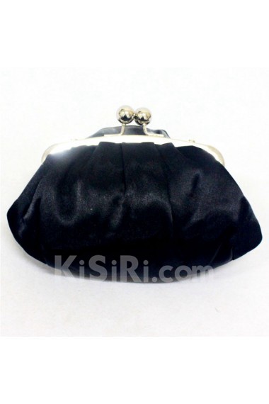 Satin Evening Handmade Flower Bridesmaids Black Handbag