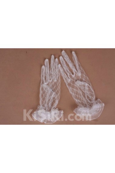 Lace Fingertips Wrist Length Wedding Gloves