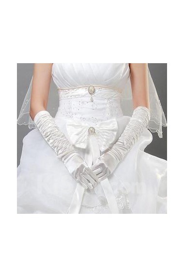 Satin Fingertips Elbow Length Wedding Gloves