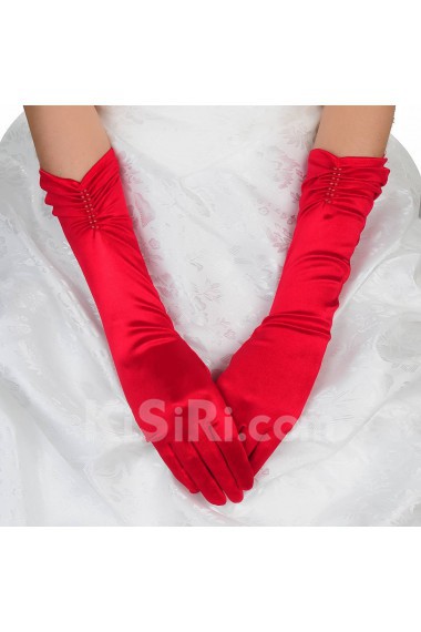 Satin Fingertips Elbow Length Wedding Gloves