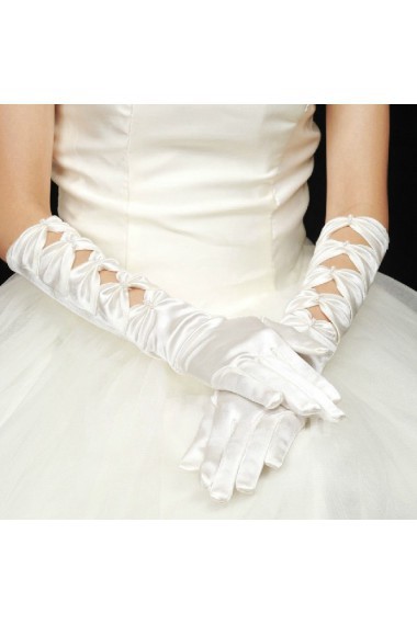 Satin Fingertips Elbow Length Wedding Gloves