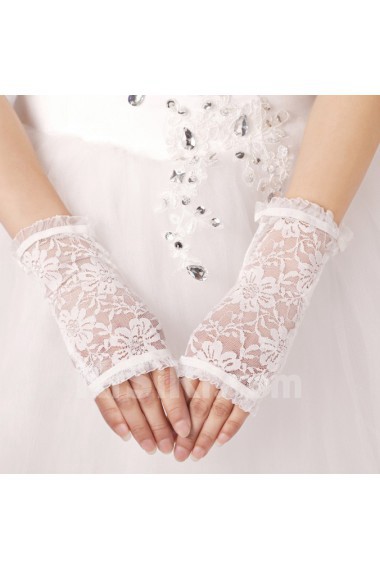 Lace Fingerless Wrist Length Wedding Gloves