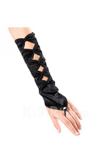 Satin Fingerless Elbow Length Wedding Gloves