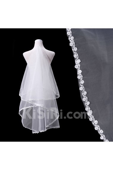 Fingertip Wedding Veil With Lace