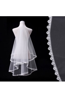 Fingertip Wedding Veil With Lace