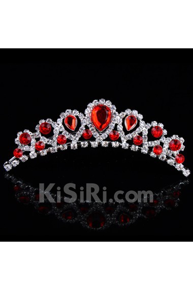 Beauitful Rhinestiones and Red Zircons Wedding Tiara