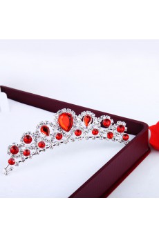 Beauitful Rhinestiones and Red Zircons Wedding Tiara