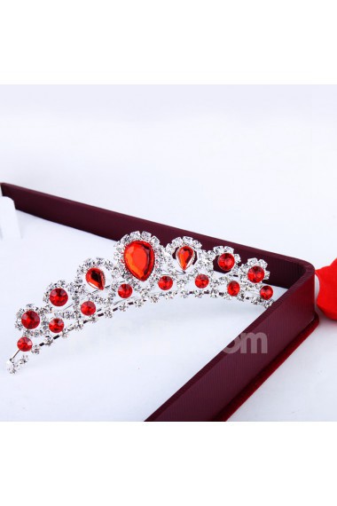 Beauitful Rhinestiones and Red Zircons Wedding Tiara