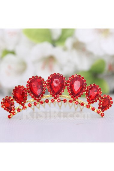 Red Rhinestiones and Zircons Wedding Headpiece