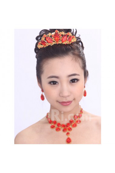 Alloy with Red Rhinestiones Wedding Bridal Headpiece/Combs