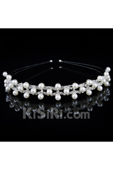 Beauitful Alloy with Pearls and Rhinestiones Bridal Tiara