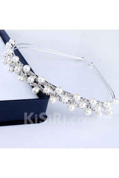 Beauitful Alloy with Pearls and Rhinestiones Bridal Tiara