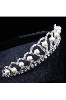 Gorgeous Alloy with Rhinestiones and Pearl Wedding Tiara