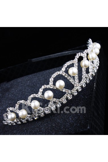 Gorgeous Alloy with Rhinestiones and Pearl Wedding Tiara