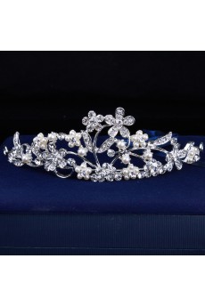 Alloy Flower with Pearl and Rhinestone Wedding Tiara