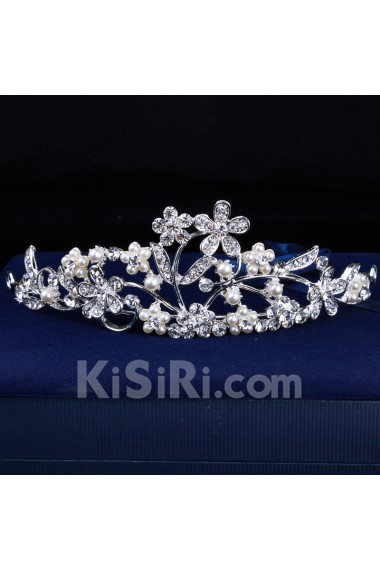 Alloy Flower with Pearl and Rhinestone Wedding Tiara