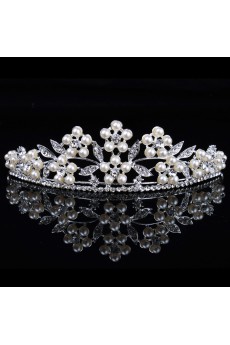 Beauitful Alloy with Pearls and Rhinestones Bridal Tiara