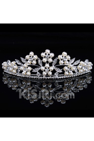 Beauitful Alloy with Pearls and Rhinestones Bridal Tiara