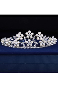 Beauitful Alloy with Pearls and Rhinestones Bridal Tiara