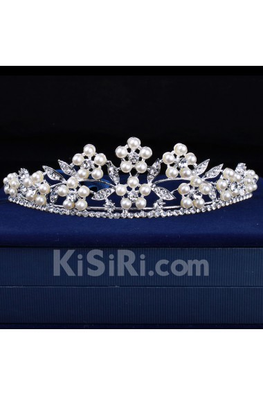 Beauitful Alloy with Pearls and Rhinestones Bridal Tiara