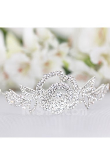 Fashion Alloy Flower with Zircon and Rhinestones Wedding Tiara