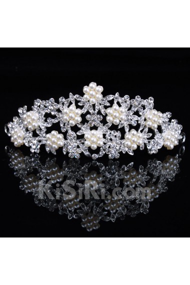 Gorgeous Alloy with Pearls and Rhinestiones Wedding Bridal Tiara