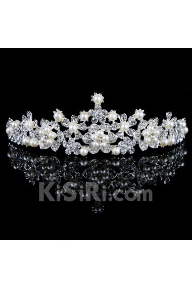 Alloy with Pearls and Rhinestones Flowers Bridal Tiara